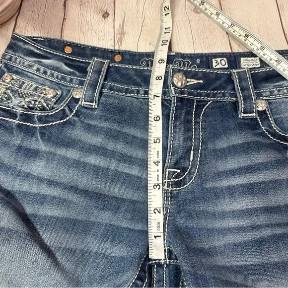 Miss me signature jeans cuffed skinny embroidered cuff sz 30 western boho - Picture 6 of 11